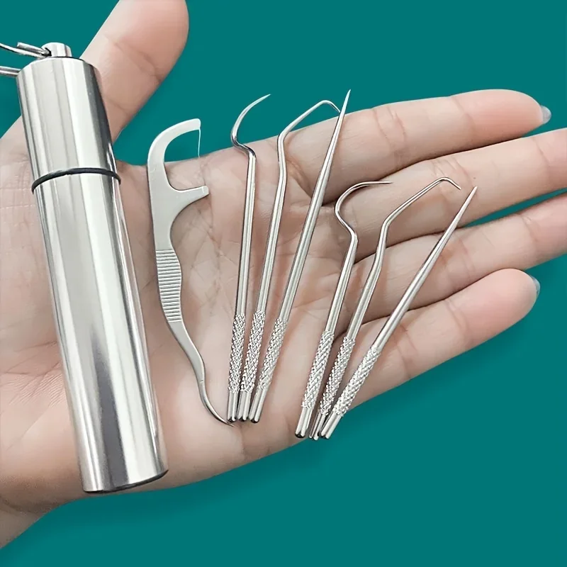 Teeth Whitening Mouthwash - Stainless Steel Toothpick Set Reusable Toothpicks